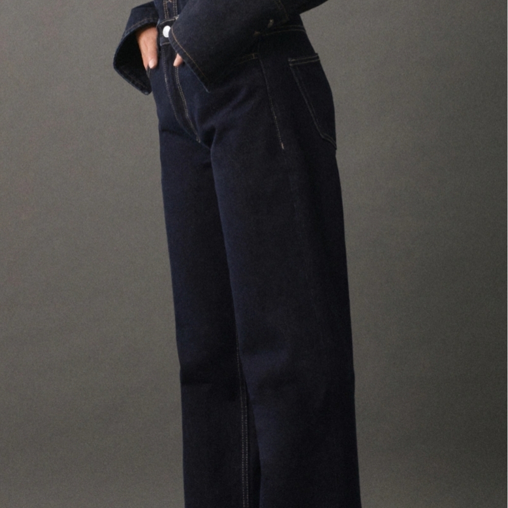 Mango Dark Blue Straight Leg Jeans